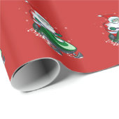 Santa op een Snowmobile kerstinpakpapier Cadeaupapier (Rol Hoek)