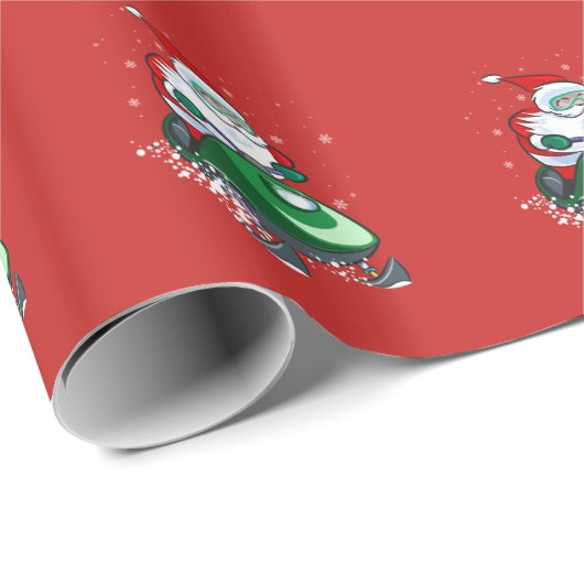 Santa op een Snowmobile kerstinpakpapier Cadeaupapier (Rol Hoek)