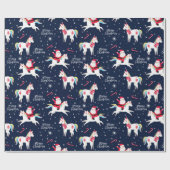 Santa op een Unicorn Wrapping Paper Cadeaupapier (Vlak)