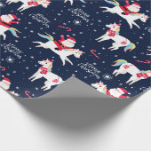 Santa op een Unicorn Wrapping Paper Cadeaupapier (Hoek)