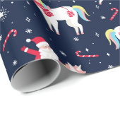 Santa op een Unicorn Wrapping Paper Cadeaupapier (Rol Hoek)