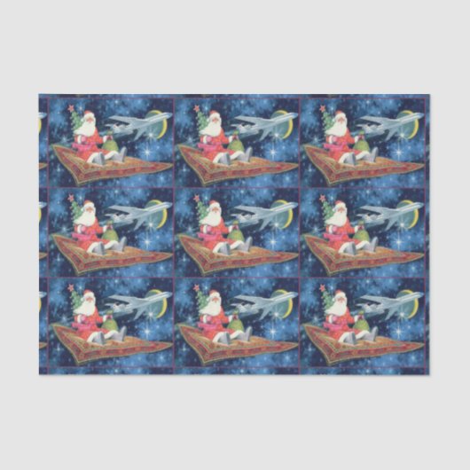 Santa op een vliegend tapijtpapier tissuepapier (Voorkant)
