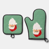 Santa op Green Gingham controleert ontwerp Ovenwant & Pannenlap Set (Voorkant)