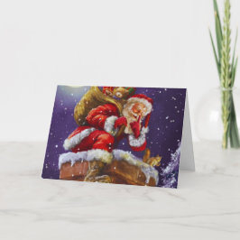 Santa op het dak Holiday Design Kaart