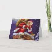 Santa op het dak Holiday Design Kaart (Voorkant)