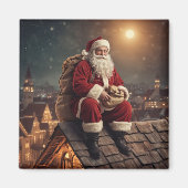 Santa op het dak magneet (Voorkant)