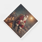 Santa op het dak servet (Hoek)