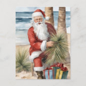 Santa op het strand briefkaart (Voorkant)