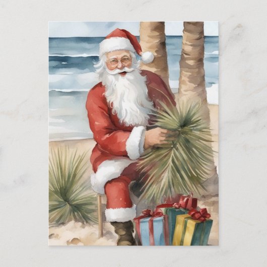 Santa op het strand briefkaart (Voorkant)