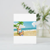 Santa op het strand, Santa op vakantie Feestdagenkaart (Staand voorkant)