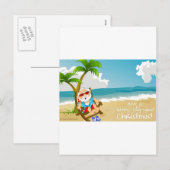 Santa op het strand, Santa op vakantie Feestdagenkaart (Voorkant / Achterkant)