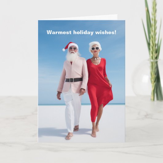 Santa op het strand vakantie Kaart (Voorkant)