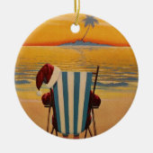 Santa op het strand van Florida Keramisch Ornament (Voorkant)