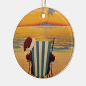 Santa op het strand van Florida Keramisch Ornament (Links)