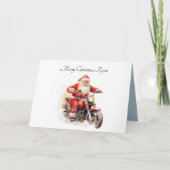 Santa op motorfiets kerst gevouwen Kaart (Voorkant)