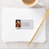 Santa op oude landstrook  adreslabel etiket (Insitu)