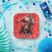 Santa op Paard Kerstmis borden Papieren Bordje (Feest)