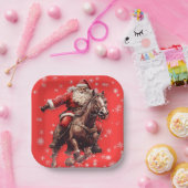 Santa op Paard Kerstmis borden Papieren Bordje (Feest)