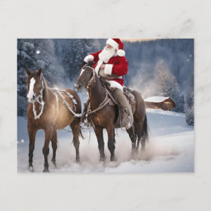 Santa op Paard Western Kerst Briefkaart