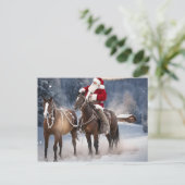 Santa op Paard Western Kerst Briefkaart (Staand voorkant)