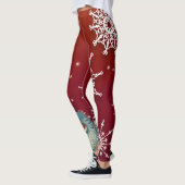 Santa op rode sneeuwvlok achtergrond leggings (Links)