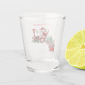 Santa op Rode Witte Pepermunt Snoep Train Holly Shot Glas (Achterkant)