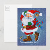 santa op schaatsen feestdagenkaart (Voorkant / Achterkant)