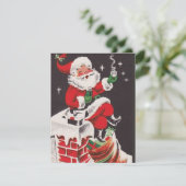 Santa op schoorsteen aangepaste kerst Feestdagenkaart (Staand voorkant)