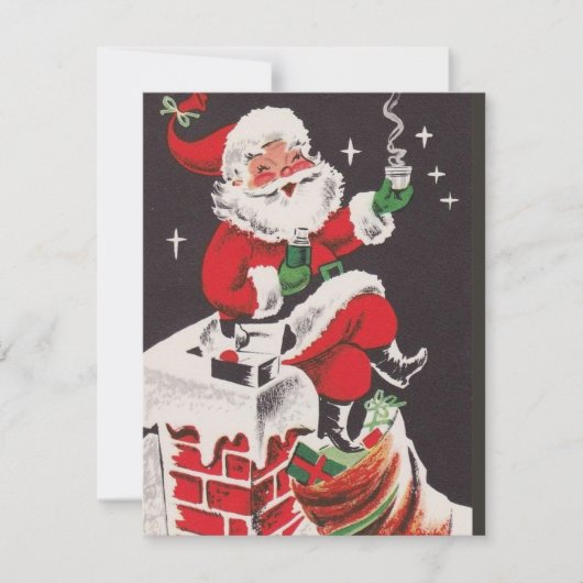  Santa op schoorsteen  aangepaste kerst Feestdagenkaart (Voorkant)