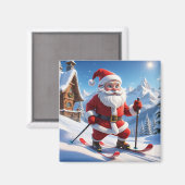 Santa op Skies Magneet (Voorkant / Achterkant)