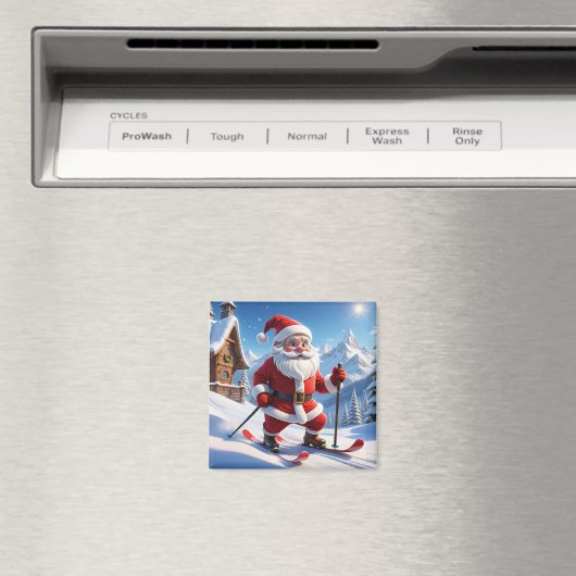 Santa op Skies Magneet (Insitu (Vaatwasser))