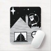 santa op sneeuw bedekt met zwarte kerst muismat (Met muis)