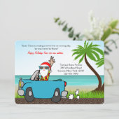 Santa op vakantie Bewegende Aankondiging (Staand voorkant)