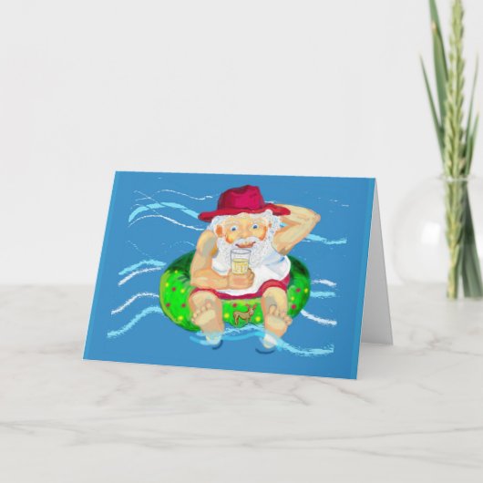 Santa op vakantie - drink limonade feestdagen kaart (Voorkant)