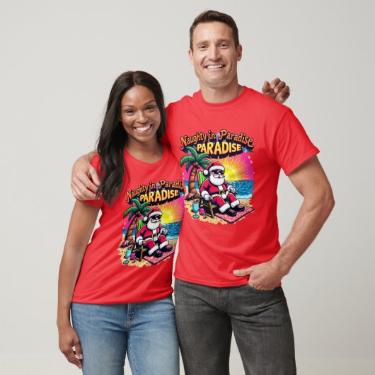 Santa op vakantie in het Naughty Paradise T-shirt (Unisex)