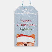 Santa Oranje Corgi Kraft kerstcadeau Cadeaulabel (Voorkant)