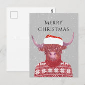 Santa Oranje Hoogland Koe Vrolijk kerstfeest Briefkaart (Voorkant / Achterkant)