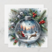 Santa ornamen Flat Holiday Card Feestdagenkaart (Voorkant / Achterkant)