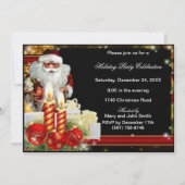 Santa Ornamenten Candles kerstfeest uitnodiging (Voorkant)