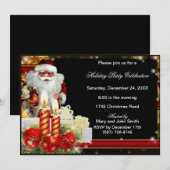 Santa Ornamenten Candles kerstfeest uitnodiging (Voorkant / Achterkant)