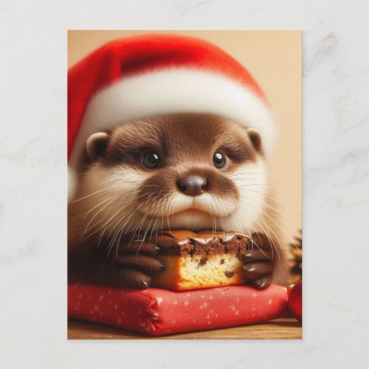 Santa Otter Brownies Briefkaart (Voorkant)
