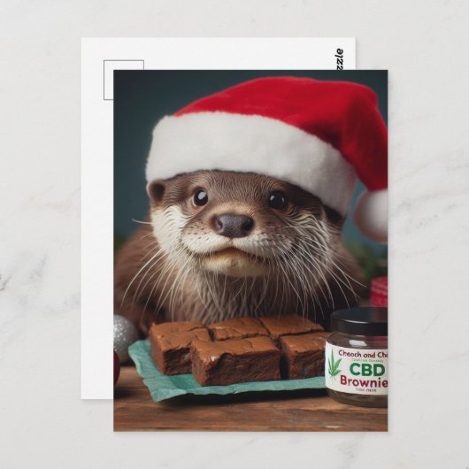 Santa Otter CBD Brownies Briefkaart (Voorkant / Achterkant)