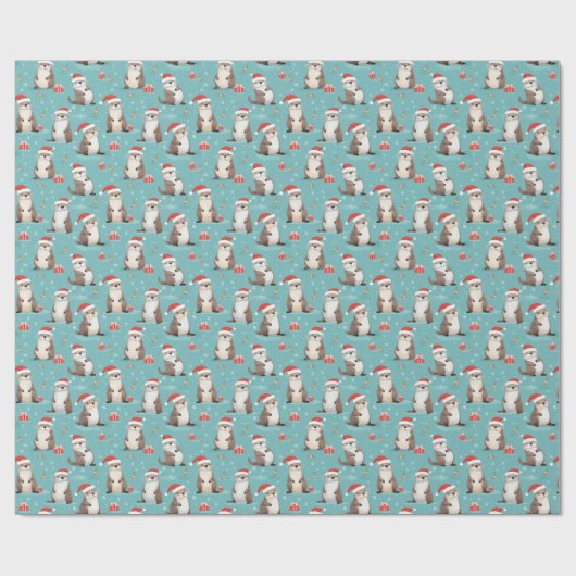 Santa Otter Kerst inpakpapier (Vlak)