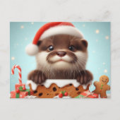 Santa Otter Kerstsnoepjes Briefkaart (Voorkant)