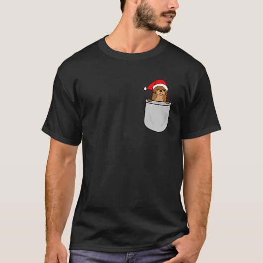 Santa Otter Pocket Funny Cute Kerstcadeau T-shirt (Voorkant)
