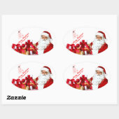 Santa Oval Stickers, glanzende Ovale Sticker (Vel)
