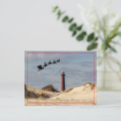Santa Over De Barnegat Vuurtoren Briefkaart (Staand voorkant)