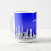 Santa Over New York City Christmas Blue Mug Koffiemok (Voorkant links)