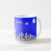 Santa Over New York City Christmas Blue Mug Koffiemok (Voorkant rechts)