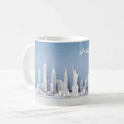 Santa Over New York City Christmas Mug Koffiemok (Voorkant links)